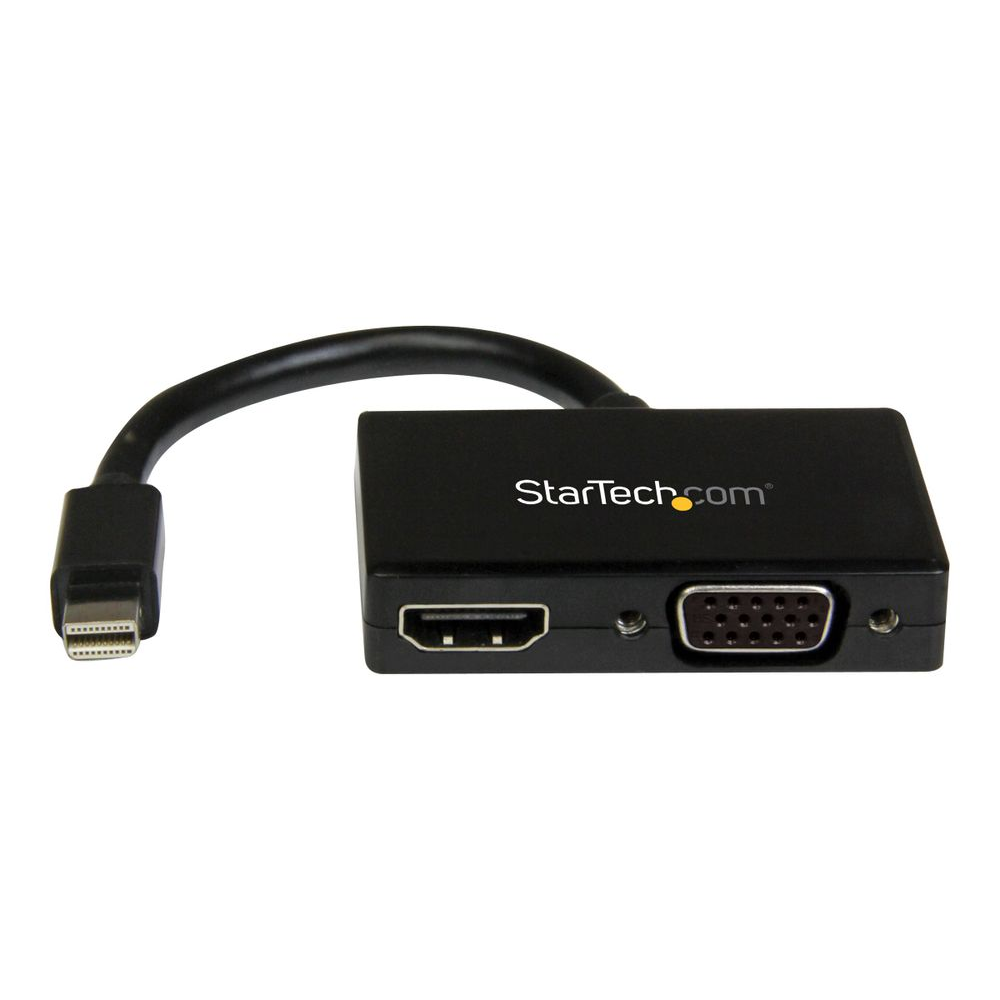 StarTech.com Mini DisplayPort to HDMI and VGA - 2 in 1 Travel Adapter - Mini DisplayPort to VGA Adapter - Mini DP to HDMI Dongle - Monitor Adapter (MDP2HDVGA) - video converter - black (MDP2HDVGA)