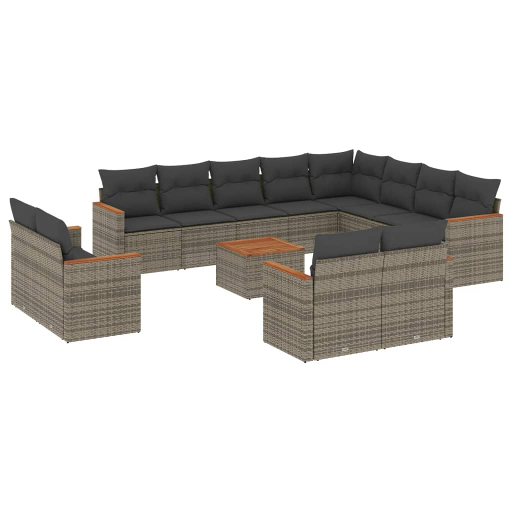 13 részes szürke polyrattan kerti ülőgarnitúra párnákkal (3258924)
