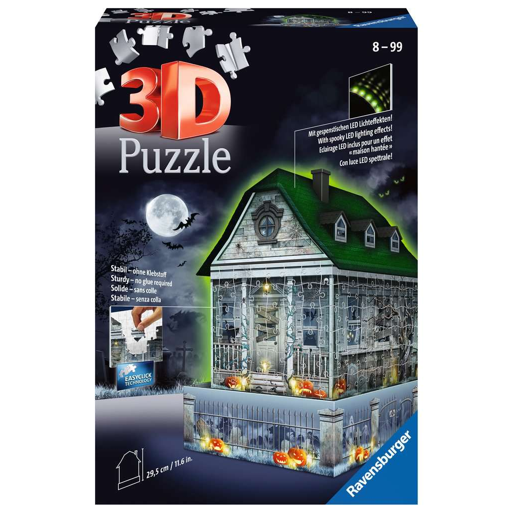 Ravensburger Kísértetház éjjel - 216 darabos 3D LED-es puzzle (11254)