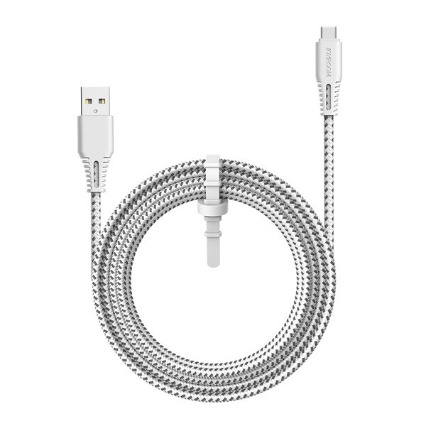 Кабел за данни и зарядно за Joyroom (usb - type-c, поддръжка за бързо зареждане, модел на връзка за обувки, 200 см) бяло, T-507_W, опаковка на производителя
