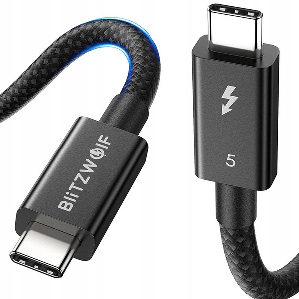 BlitzWolf BW-HDC8 adatkábel (Type-C - Type-C, 240W, gyorstöltő, 50cm, Thunderbolt 5) FEKETE (BW-HDC8 0.5M)