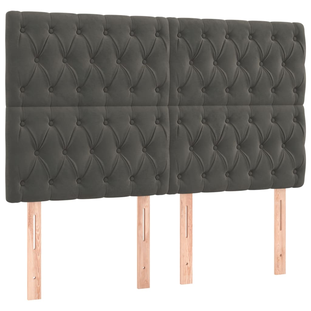 4 db sötétszürke bársony fejtámla 72 x 7 x 78/88 cm (3116717)