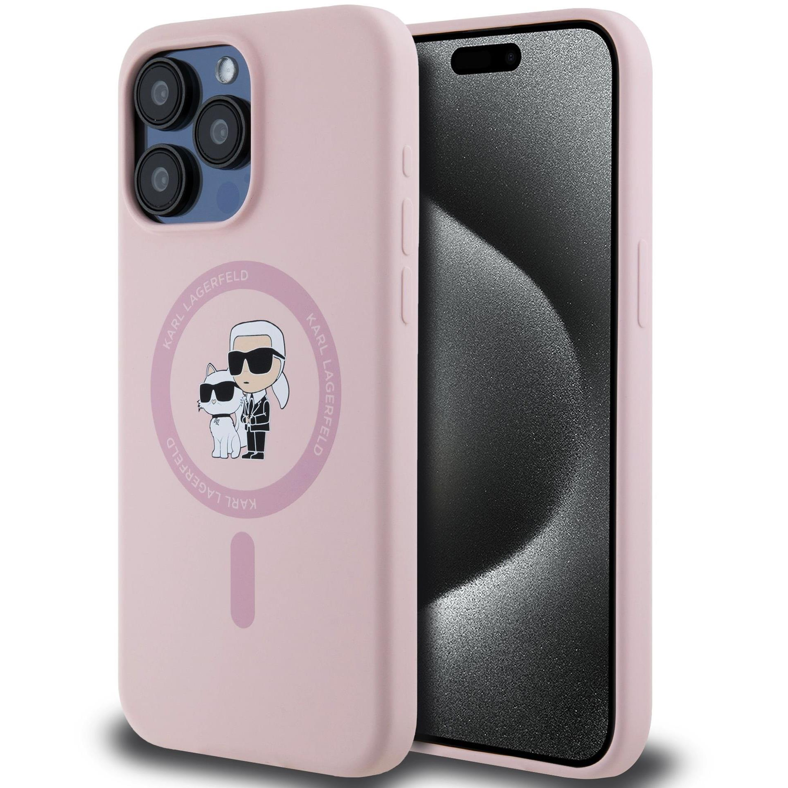 Karl Lagerfeld Liquid Silicone Karl and Choupette MagSafe iPhone 15 Pro Max Pink tok (KLHMP15XSCMKCRHP)