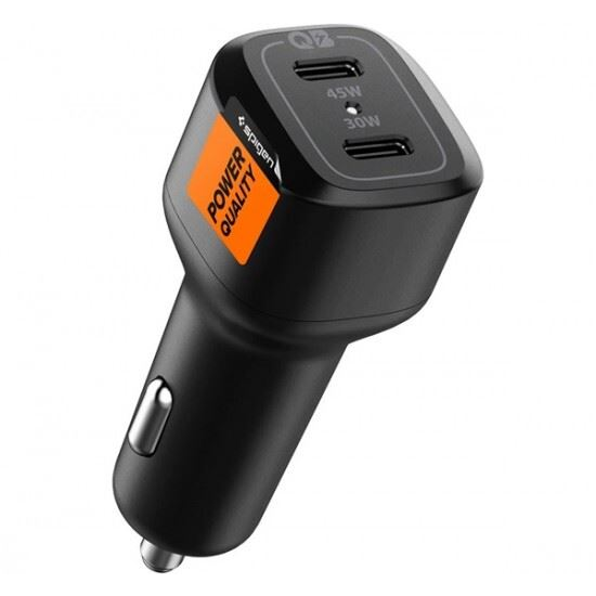 Incarcator auto Spigen PC2200 ArcStation, 2x USB-C, Power Delivery 75W, Negru