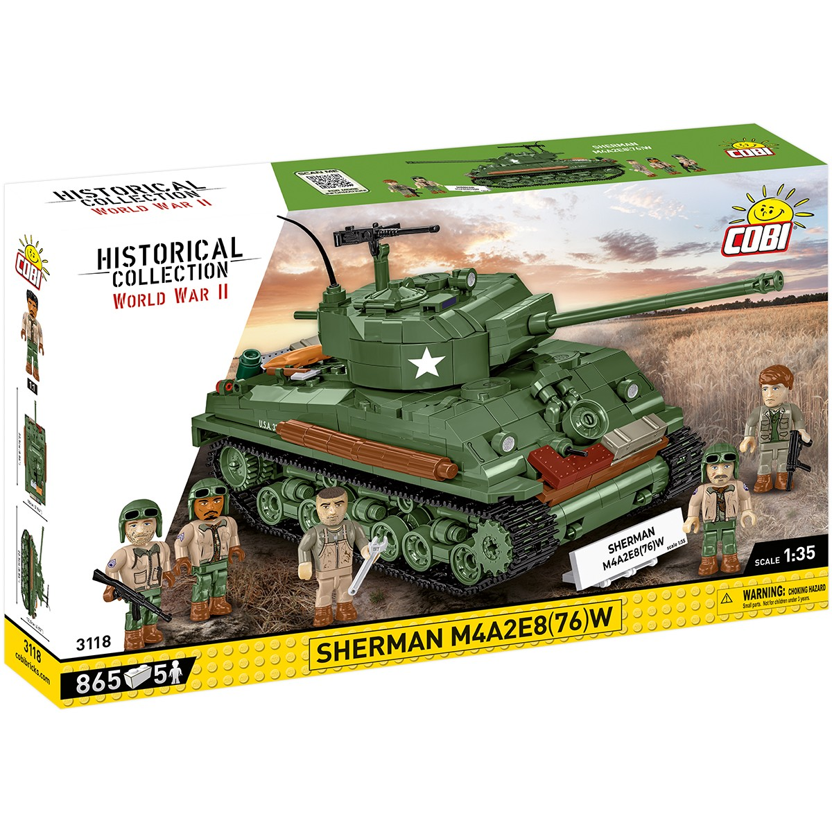 Cobi Blocks M4A2E8 Katonai Tank 865 darabos építő készlet 5 figurával 1:35 (COBI-3118)