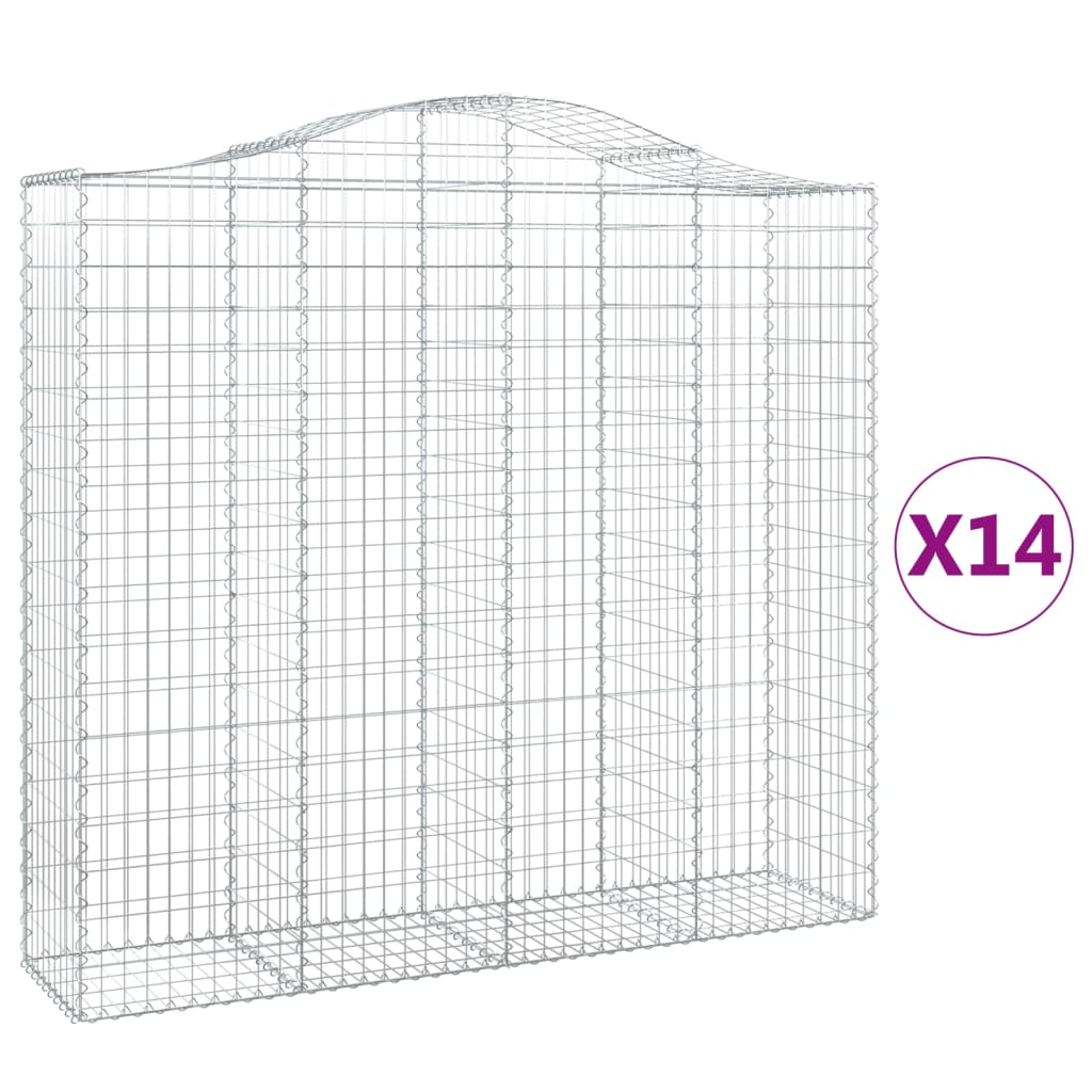 14 db íves horganyzott vas gabion kosár 200x50x180/200 cm (3145736)