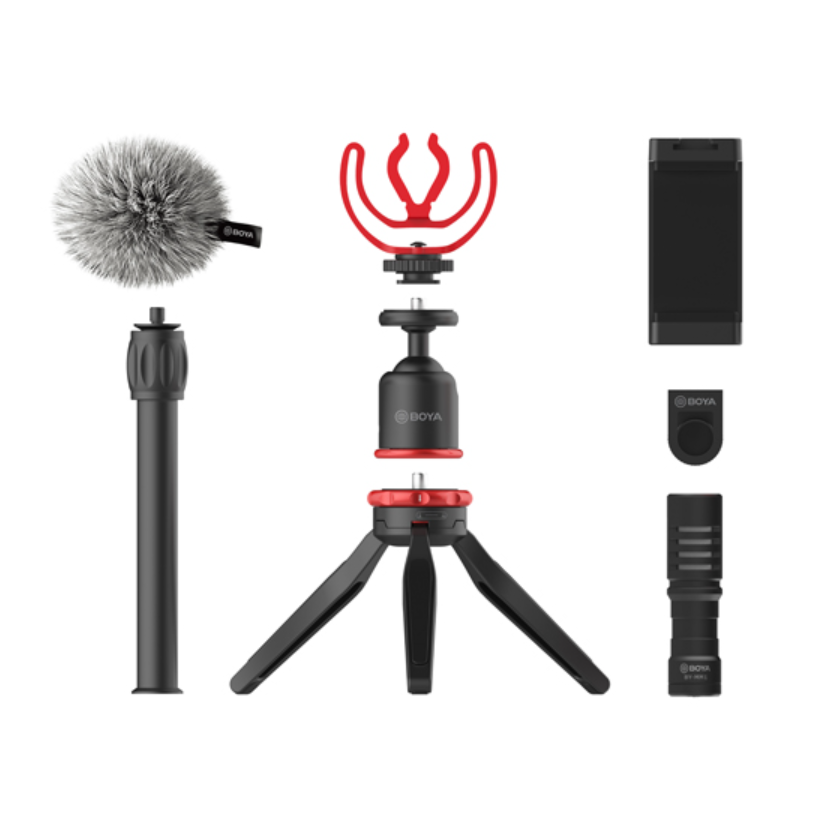 Boya BY-VG330 Okostelefon állvány (Tripod) + Mikrofon - Fekete (BY-VG330)