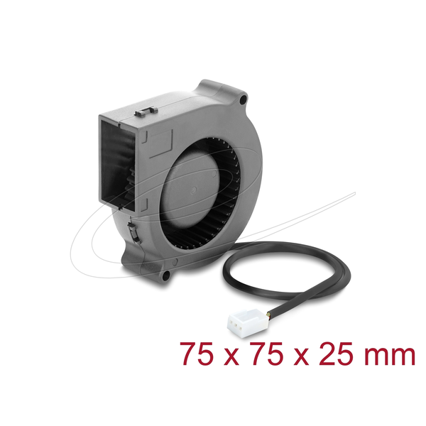 DELOCK Radiallüfter/Lüftergebläse 12V DC 75x75x25mm 3 Pin