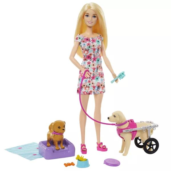 Mattel Barbie Szőke hajú Barbie baba kerekesszékes kutyussal (HTK37) (HTK37)