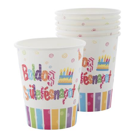 Papírpohár 2dl - "Boldog születésnapot" (6 db) (F440100)