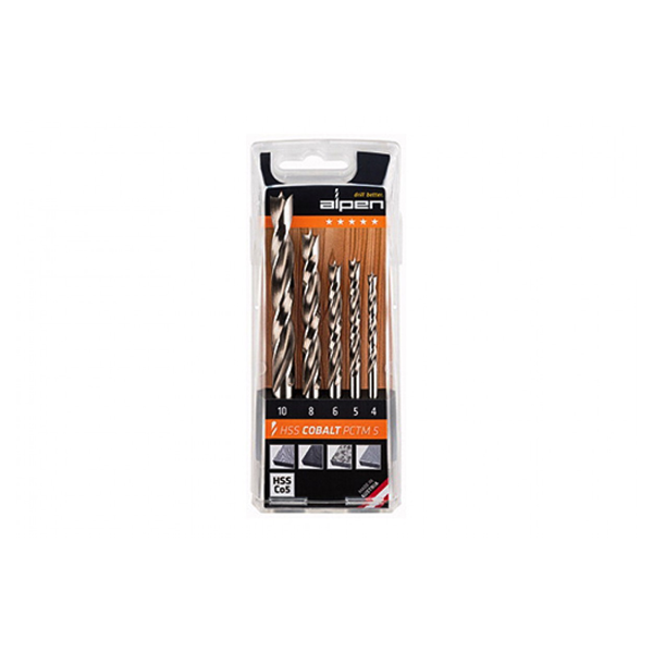 Комплект свредла, Alpen, Кобалт за дърво HSS-Co5, PCTM5, 5 броя