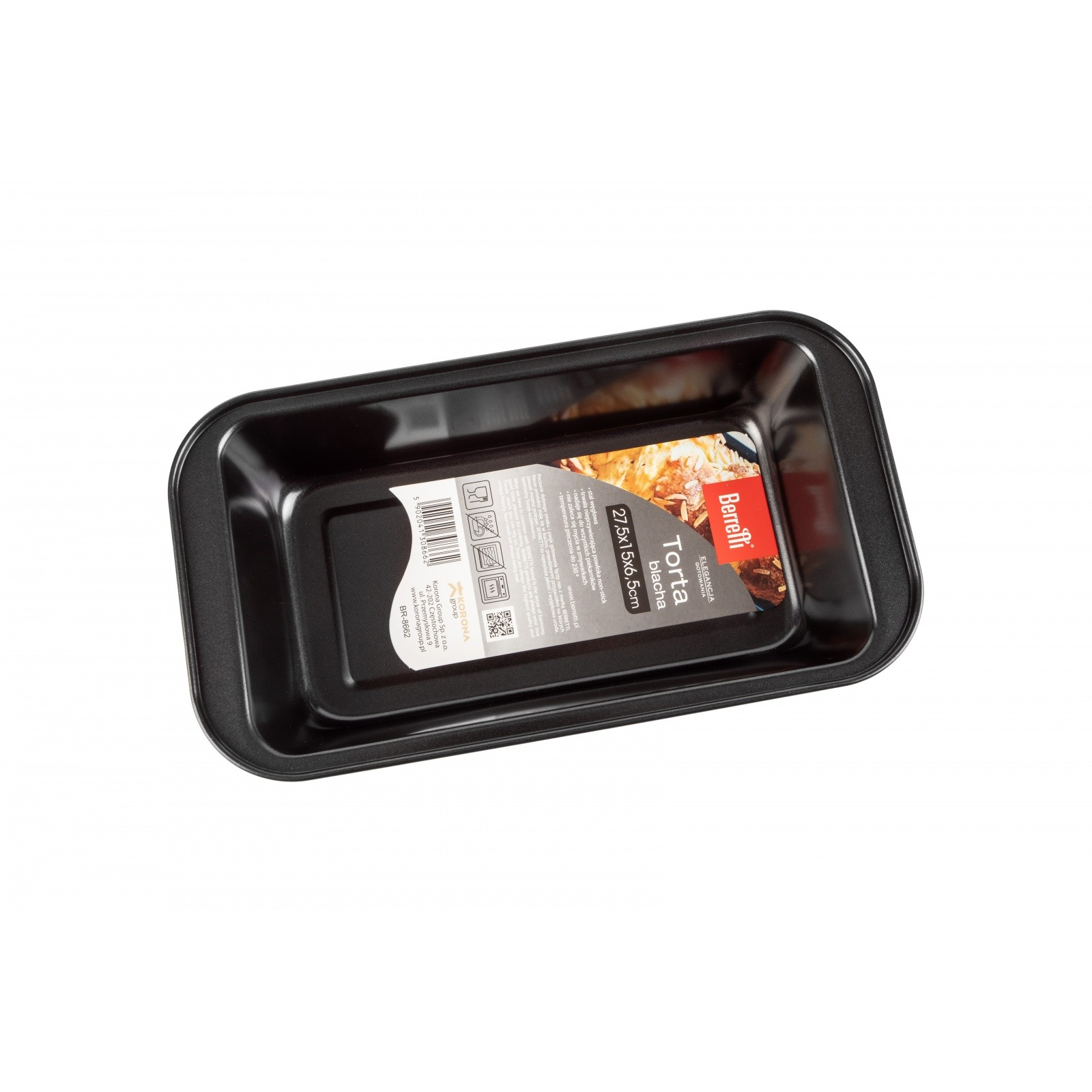 Berretti BR-8662 Szögeletes sütőtepsi 27,5 x 15 x 6,5 cm - Fekete (BR-8662)