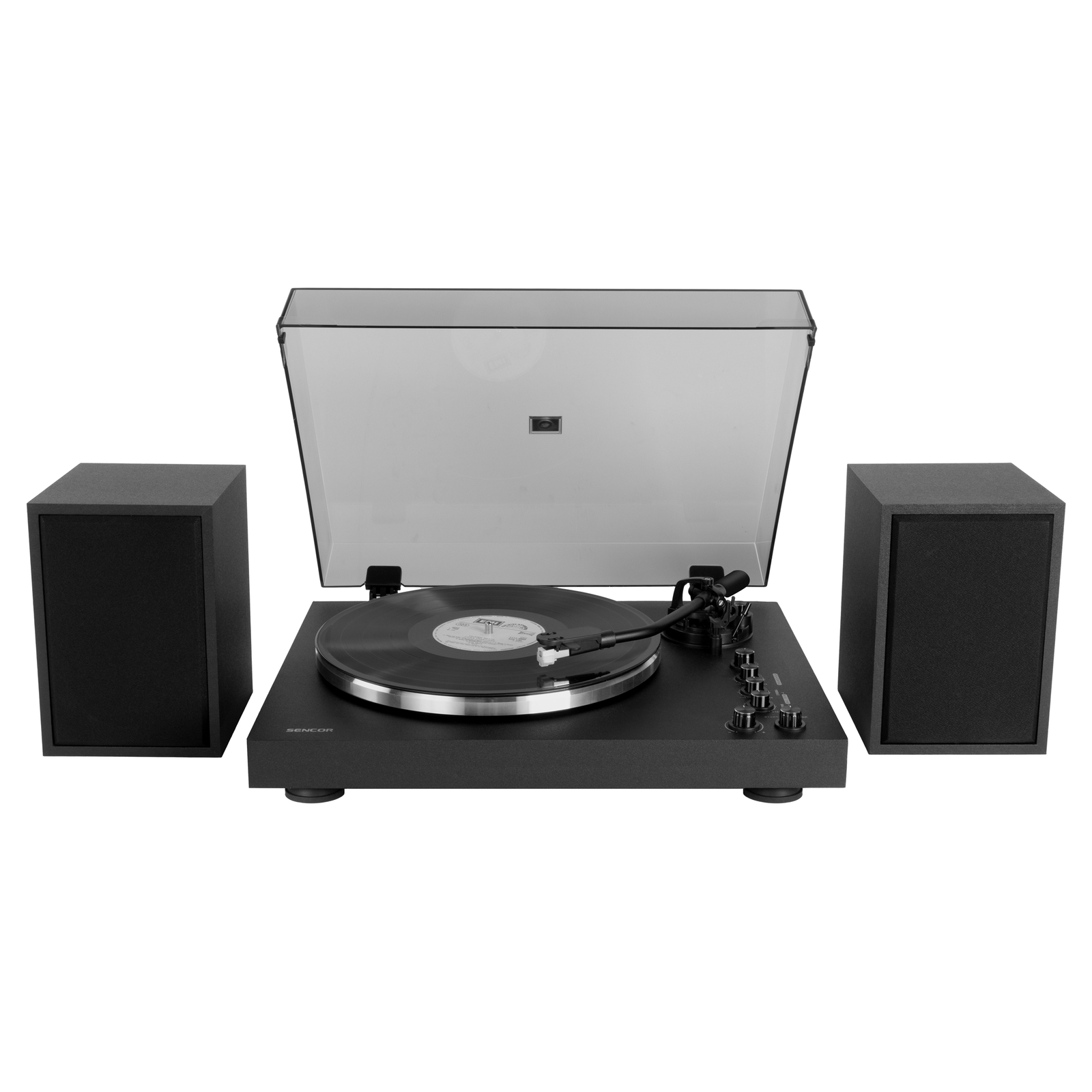 Sencor STT 650SBA Bluetooth Bakelit Vinyl lemezjátszó hangfal szettel - Fekete / Ezüst (STT 650SBA)
