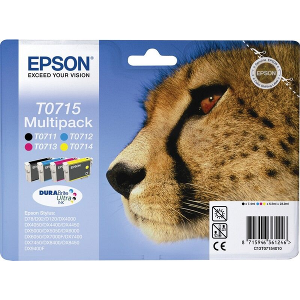 Epson T0715 inktcartridge 1 stuk(s) Origineel Normaal rendement Zwart, Cyaan, Magenta, Geel