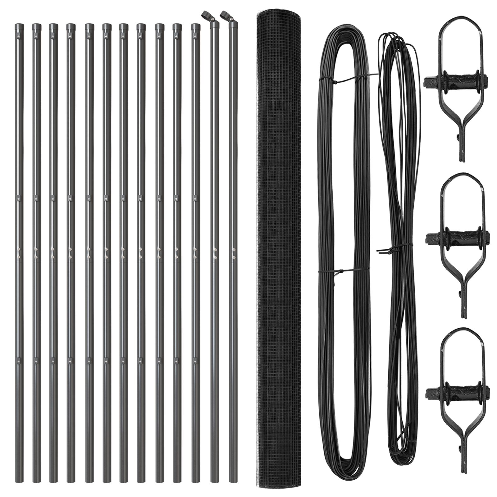 Kerítésoszlop Készlet 2 db Szürke Porbevonatú Acél, PVC (3351855)