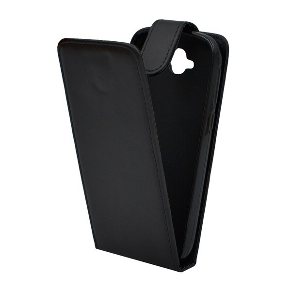 Tok álló, bőr hatású (FLIP, lefelé nyíló, szilikon tartó) FEKETE [Alcatel Pop C7 (OT-7041D)] (5996457444106)