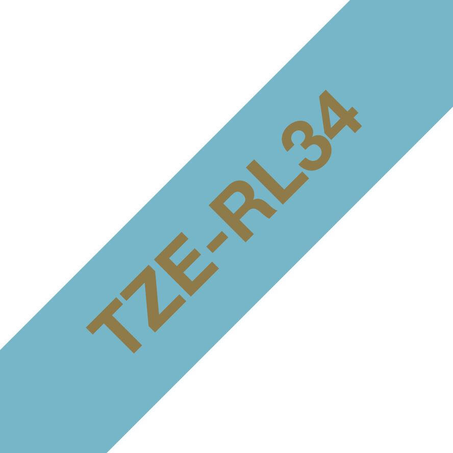 TZE-RL34 TAPE 12MM LIGHT BLUE ON GOLD (TZERL34)