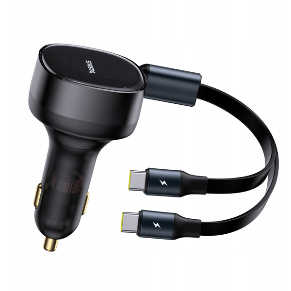 Ładowarka Baseus Baseus Enjoyment Retractable 2-in-1 Car Charger C+C 33W Cluster Black