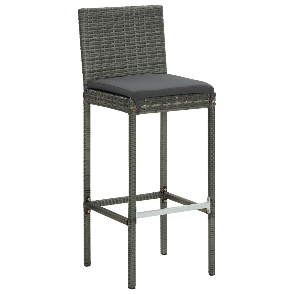 4 db szürke polyrattan kerti bárszék párnával (316671)