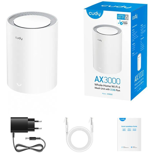 Cudy AX3000 2.5G Dual Band Wi-Fi 6 Mesh router (M3000(1-PACK) V2.0)