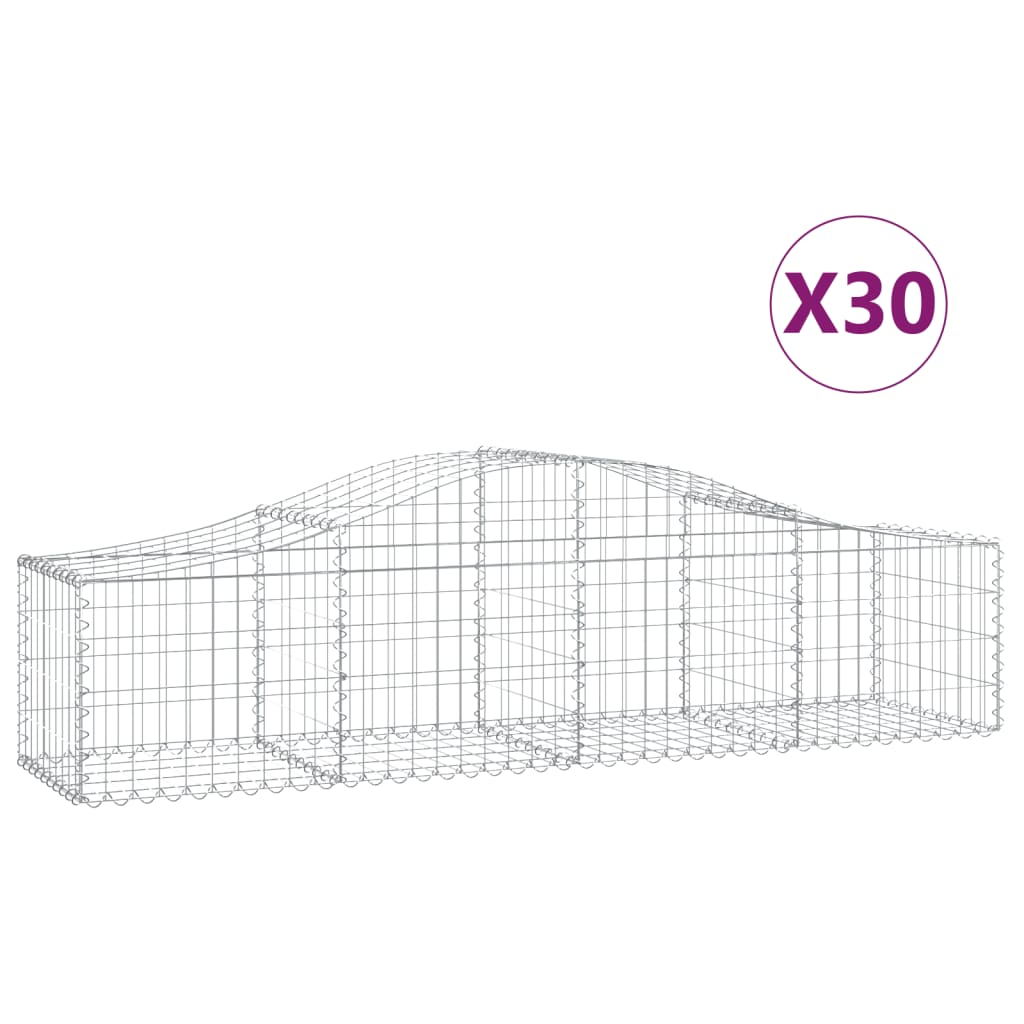 30 db íves horganyzott vas gabion kosár 200x50x40/60 cm (3145594)