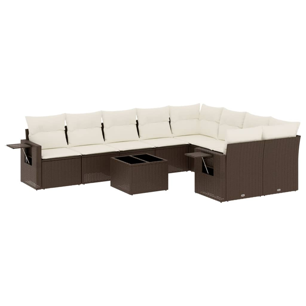 10 részes barna polyrattan kerti ülőgarnitúra párnákkal (3252990)
