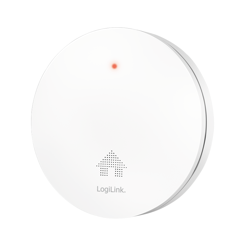 Hlásič dymu LogiLink, plochý fotoelektrický alarm, 85dB, 10 rokov životnosť