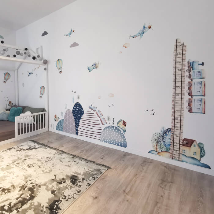 Gyerekszoba falmatrica - Vonat magasságmérő (9069f)