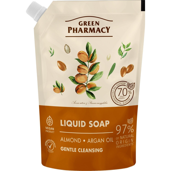 GREEN PHARMACY Mydło w płynie Migdały + Olej organowy 460 ml - zapas