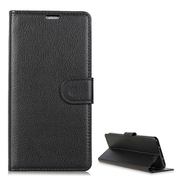 Tok álló, bőr hatású (FLIP, oldalra nyíló, asztali tartó funkció, prémium) FEKETE [Huawei Mate 20] (5996457816019)