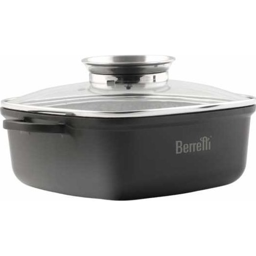 Berretti BR-3520 Aluminium Lábas Üveg fedővel Ø 20cm 2,4L - Fekete (BR-3520)