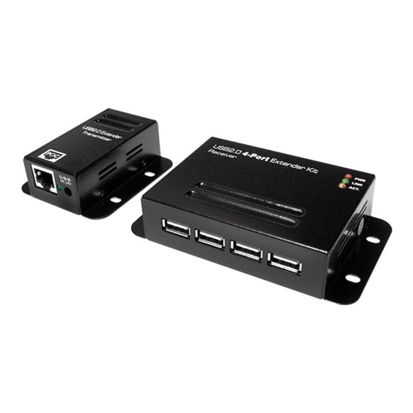 LogiLink USB 2.0 Cat. 5 Extender with 4-Port Hub, Receiver and Transmitter - USB extender - USB 2.0