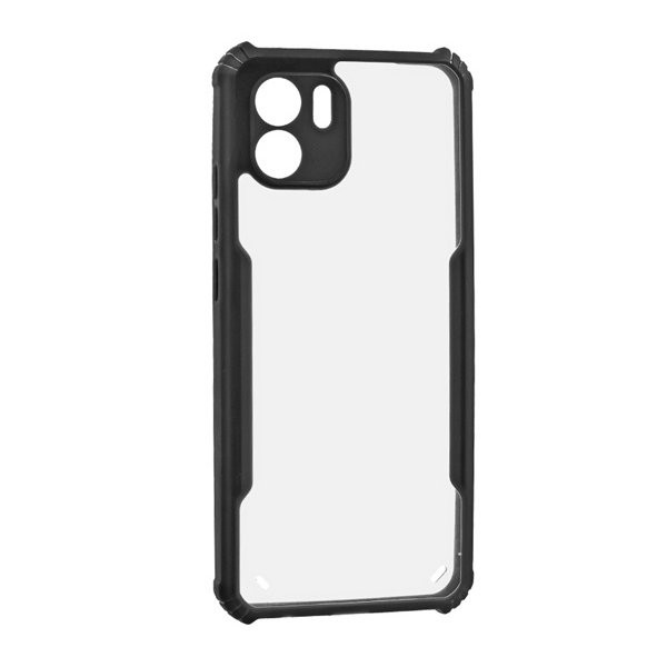 Xiaomi Redmi A1 / A2, Szilikon tok, közepesen ütésálló, légpárnás sarok, akril hátlap, Anti-Drop Case, átlátszó/fekete (5903396268762)