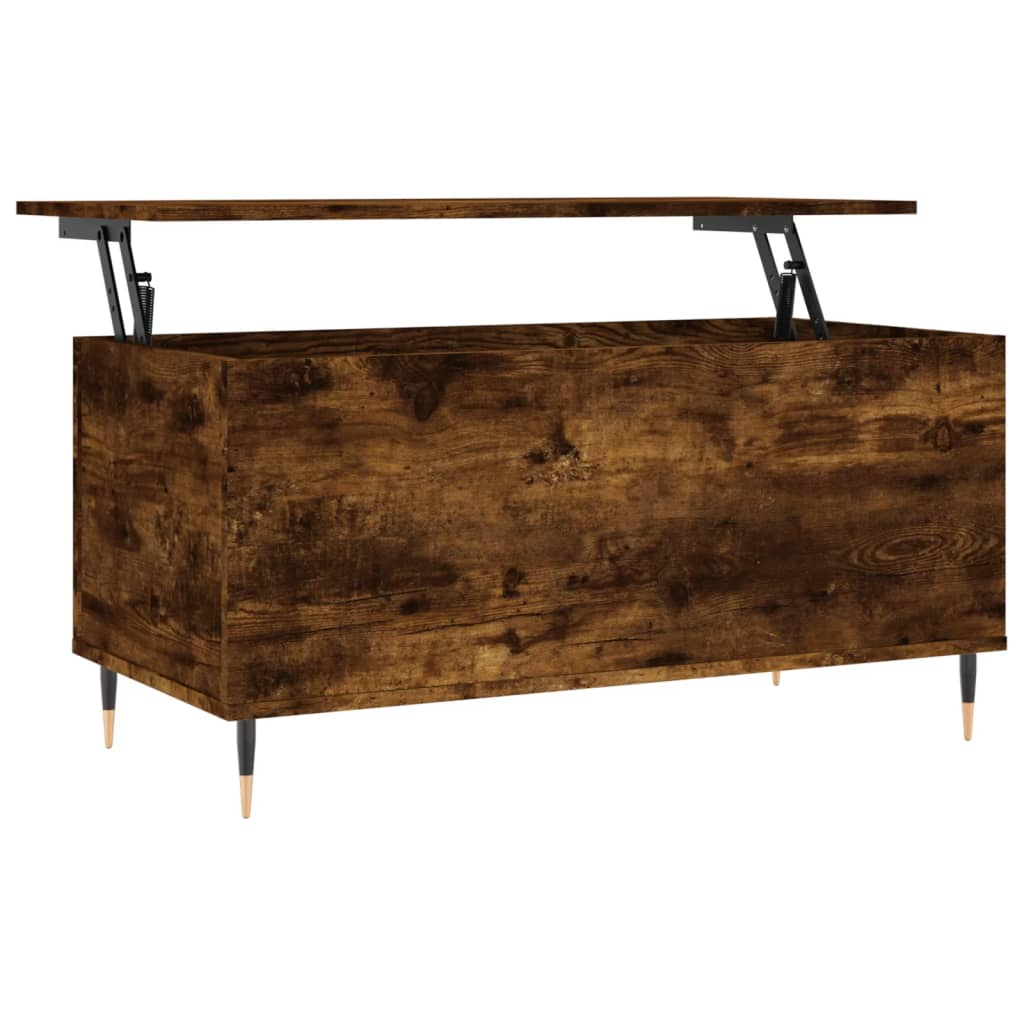 füstös tölgyszínű szerelt fa dohányzóasztal 90 x 44,5 x 45 cm (830969)