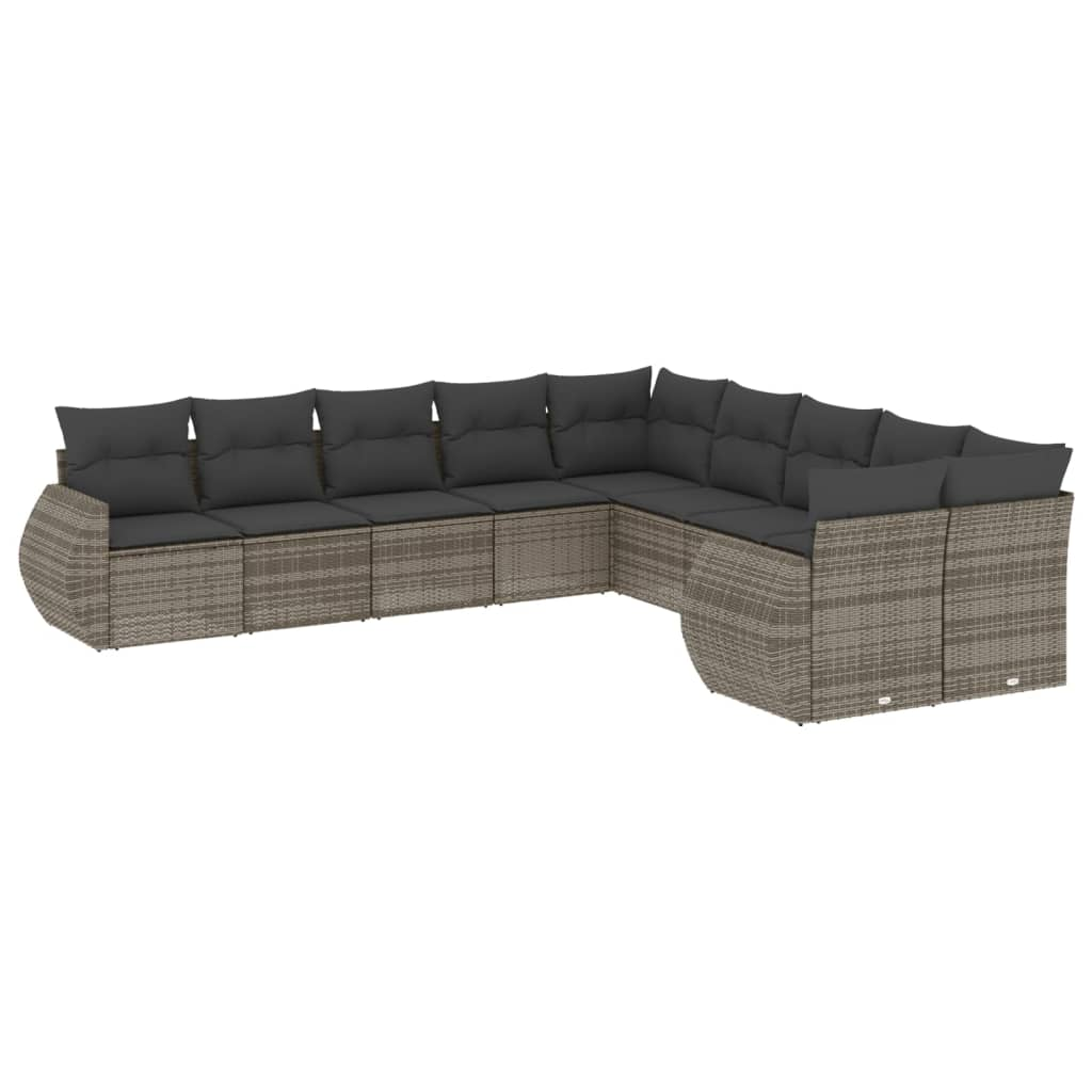 10 részes szürke polyrattan kerti ülőgarnitúra párnákkal (3221909)