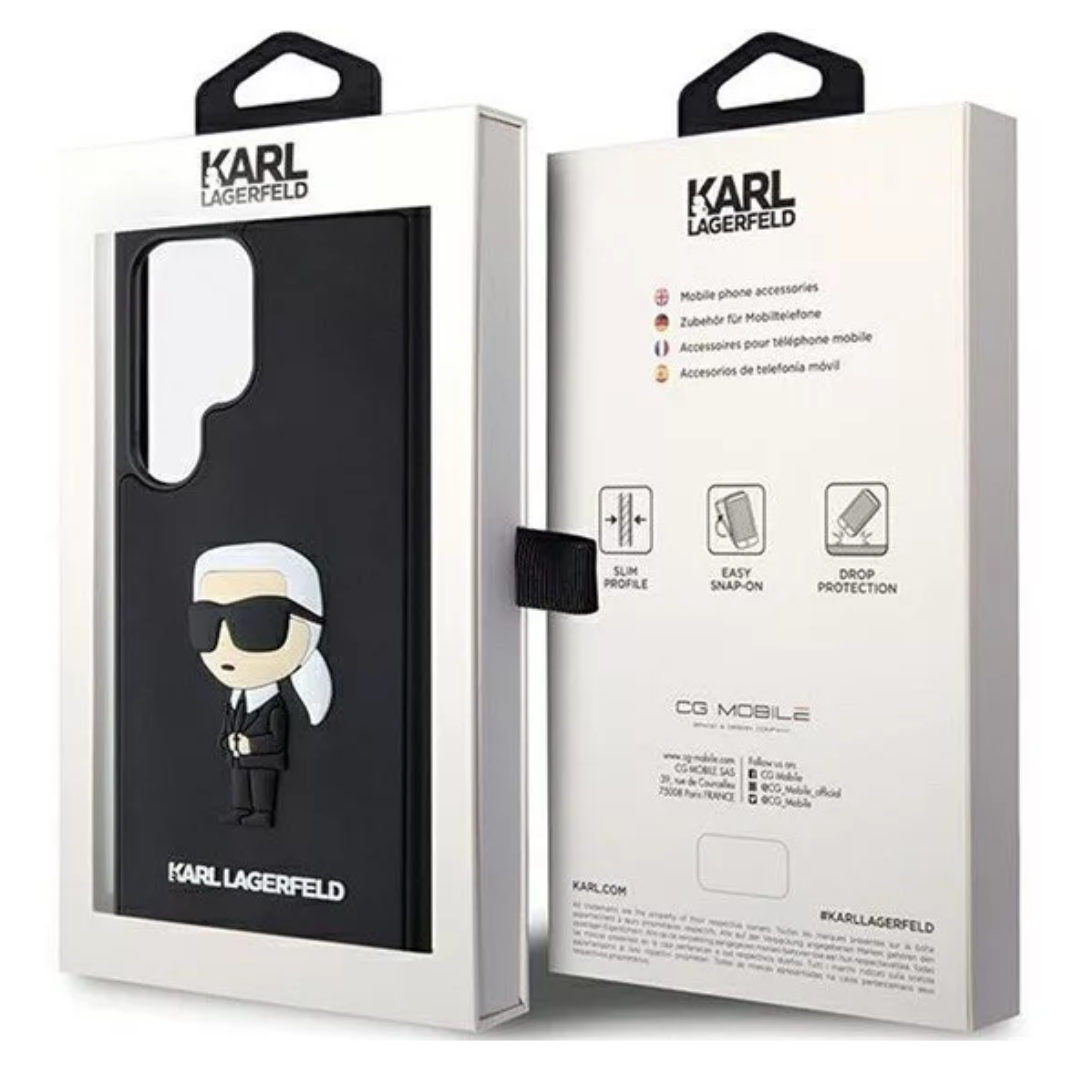 Karl Lagerfeld 3D Rubber Ikonik Samsung Galaxy S24 Ultra Tok - Fekete/Tok (KLHCS24L3DRKINK)