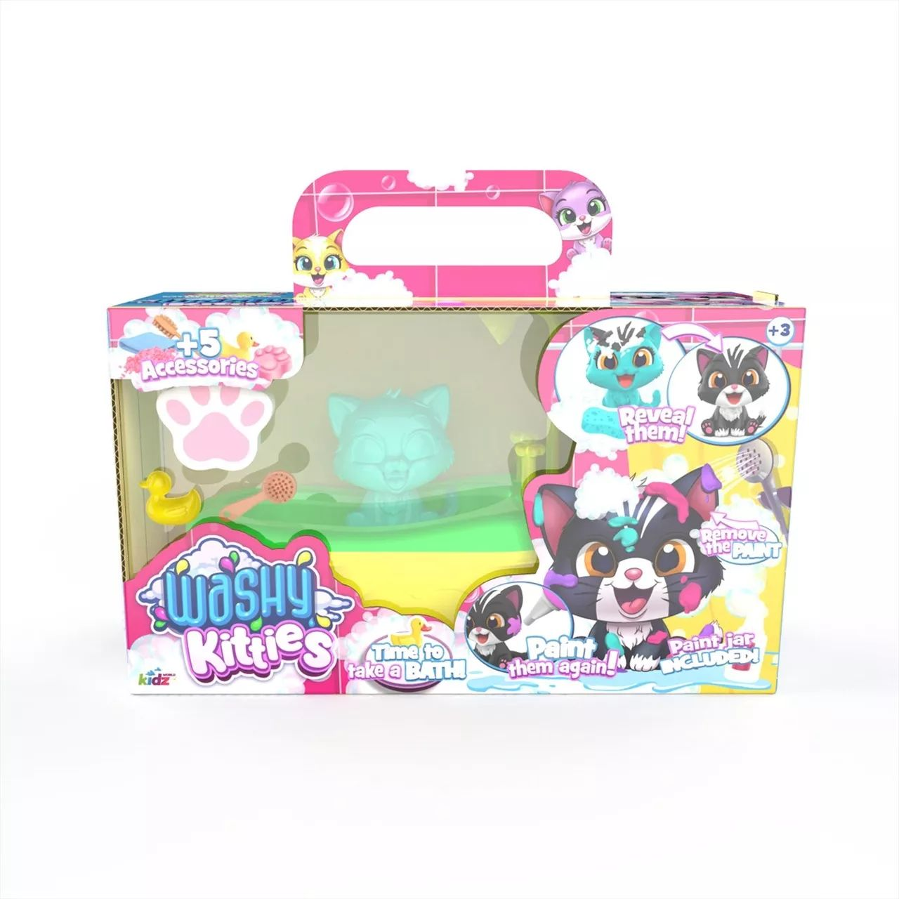 Kidz World Washy Friends Pancsoló cicusok fürdőkáddal játékszett - Cirmi (2)