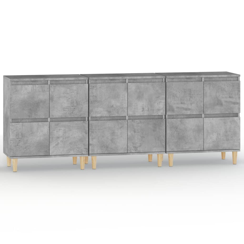 3 db betonszürke szerelt fa tálalószekrény 60 x 35 x 70 cm (3185771)