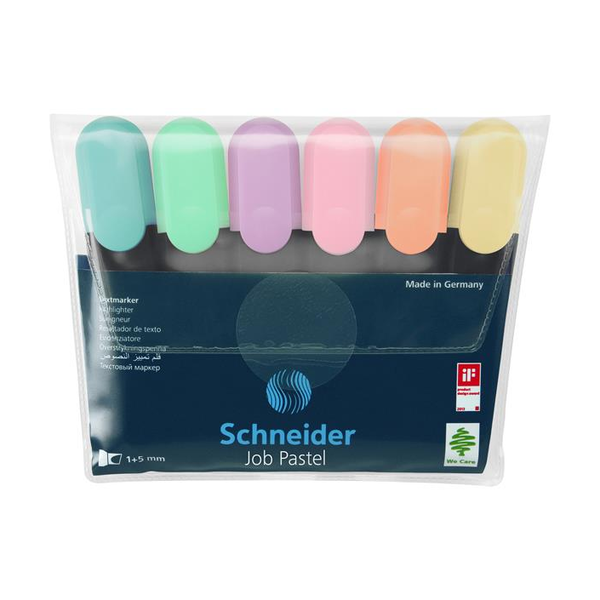 Textmarker Schneider Job Pastel, 6 броя/комплект