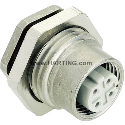 HARTING 21033816410 Érzékelő-/működtető beépíthető összekötő M12 Nyákba ültethető alj, beépíthető Pólusszám: 4 1 db (21033816410)