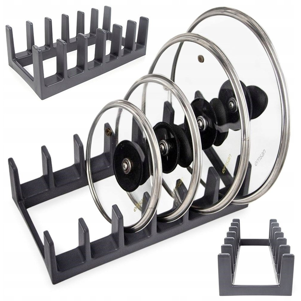 Storage Solutions Stojak na Pokrywki i Talerze Czarny Organizer Szafka 6 szt. 28 cm VILDE
