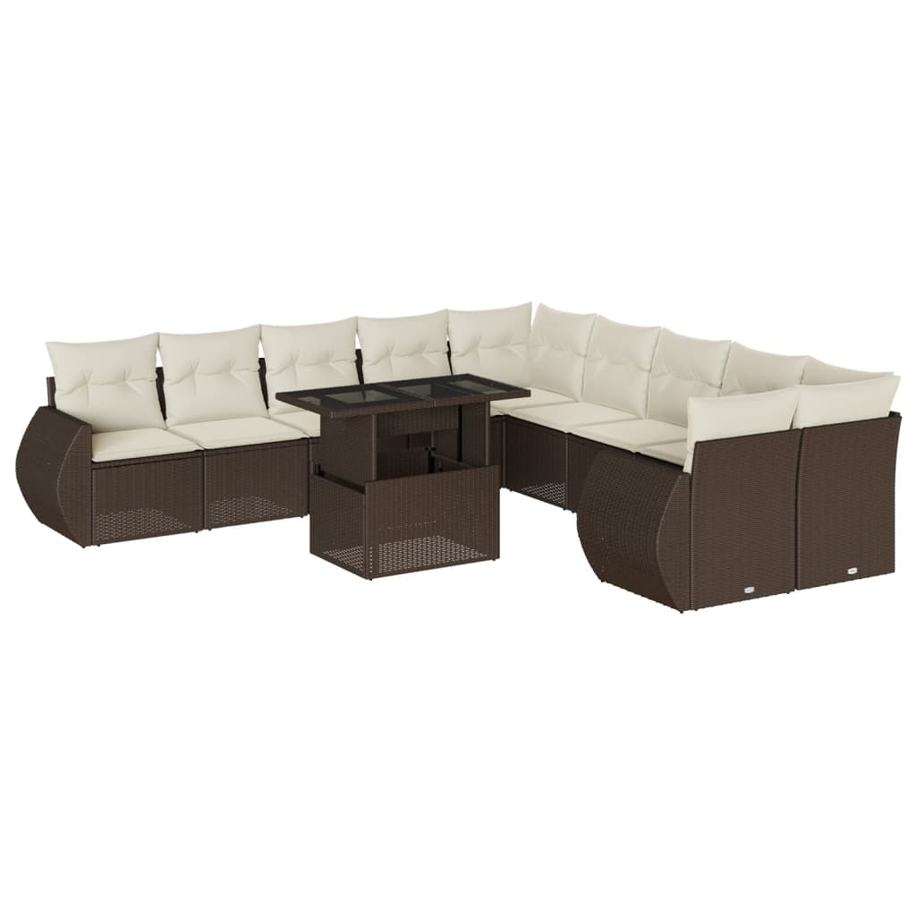 11 részes barna polyrattan kerti ülőgarnitúra párnákkal (3268803)