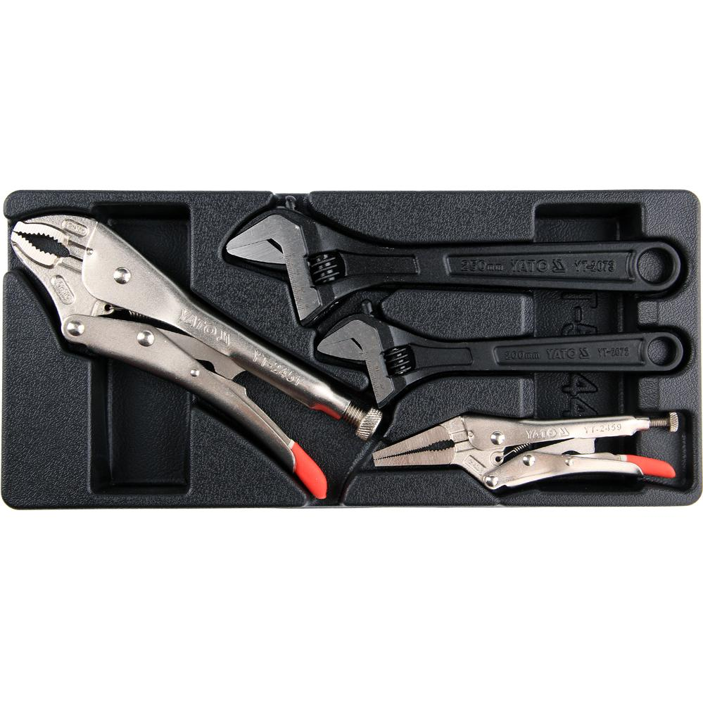 YATO dugókulcsbetét - 2x állítható csavarkulcs 200/250 mm, 2x önzáró fogó 250/125 mm (YT-55444)