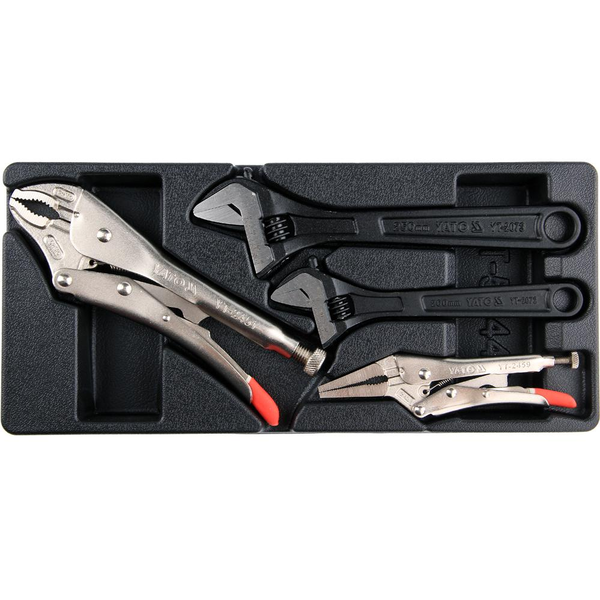 YATO dugókulcsbetét - 2x állítható csavarkulcs 200/250 mm, 2x önzáró fogó 250/125 mm