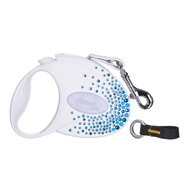 Каишка Flexi Glam Splash Ocean, SWAROVSKI, S, 3 м, До 12 кг, Бял