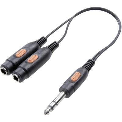 SpeaKa Professional Jack Audio Y адаптер [1x жак, 6,35 mm - 2x жак, 6,35 mm] черен (SP-7869836)