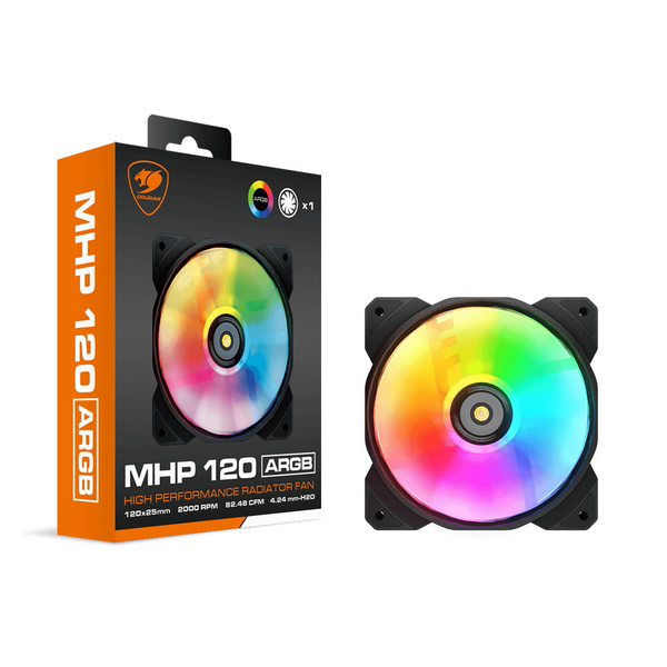 COUGAR Gaming CF-MHP12HB-RGB Кутия на компютър Въздушен охладител 12 см Черен, Бяла 1 броя