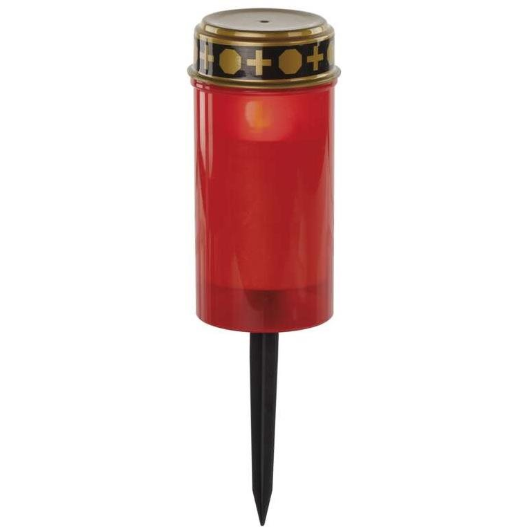 EMOS LED temetői mécses, leszúrható, piros, 25 cm, 2× AA, kültéri és beltéri, vintage (DCCV22)