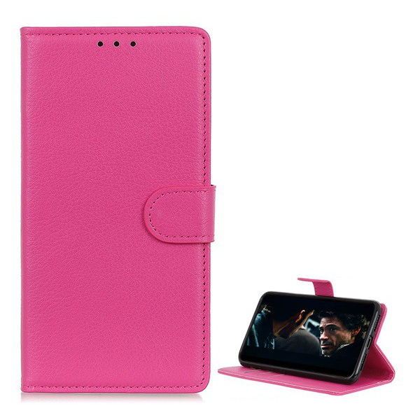 Tok álló, bőr hatású (FLIP, oldalra nyíló, asztali tartó funkció, prémium) RÓZSASZÍN [Sony Xperia 1 II (XQ-AT5)] (5996457962976)