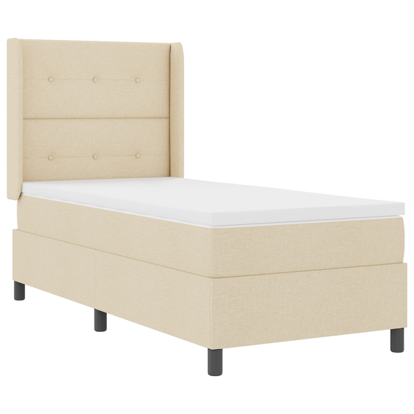 Boxspring Ágy Matrac és LED Krém 100x200 cm Szövet